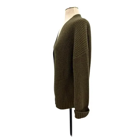 Staud Matilda Cardigan Green Wool Blend Button Front Chunky Knit Women Small - Picture 5 of 12